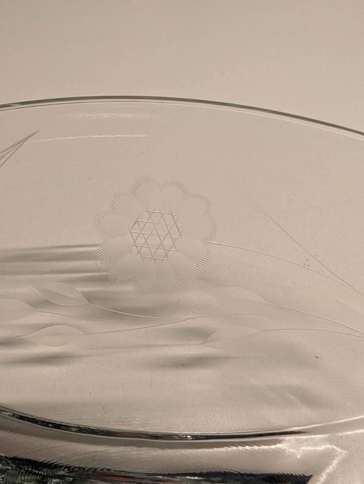 Vintage Clear Glass Etched Floral Dishes - photo 3