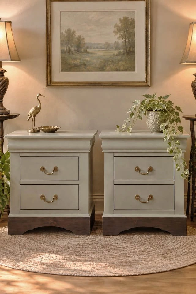 Pair of Sage Green Nightstands