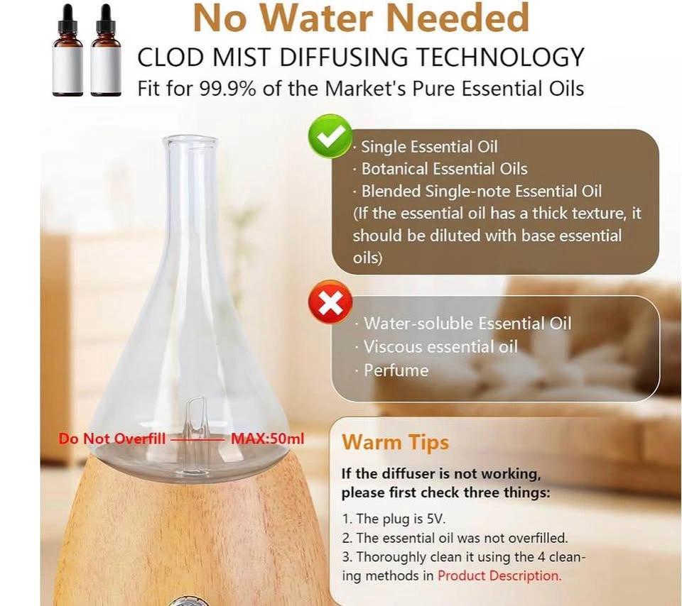 Waterless Diffuser for Pure Essential Oils with Glass Jar - photo 2