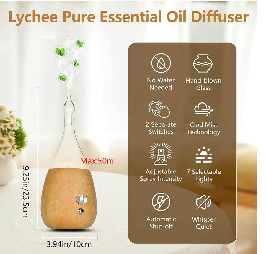 Waterless Diffuser for Pure Essential Oils with Glass Jar - photo 4