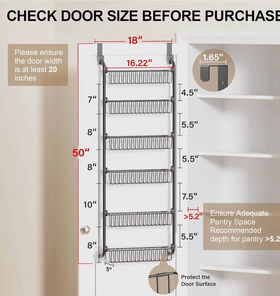 Over the Door Pantry Organizer, 6 Tier Pantry Organizers - photo 2