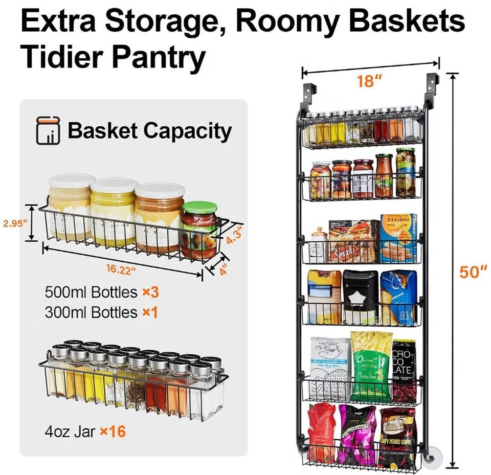 Over the Door Pantry Organizer, 6 Tier Pantry Organizers - photo 3