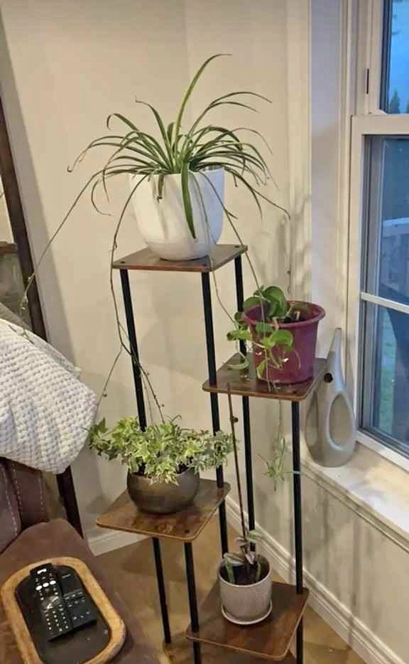 Brand New Sealed Multi-Tier Wood and Metal Plant Stand