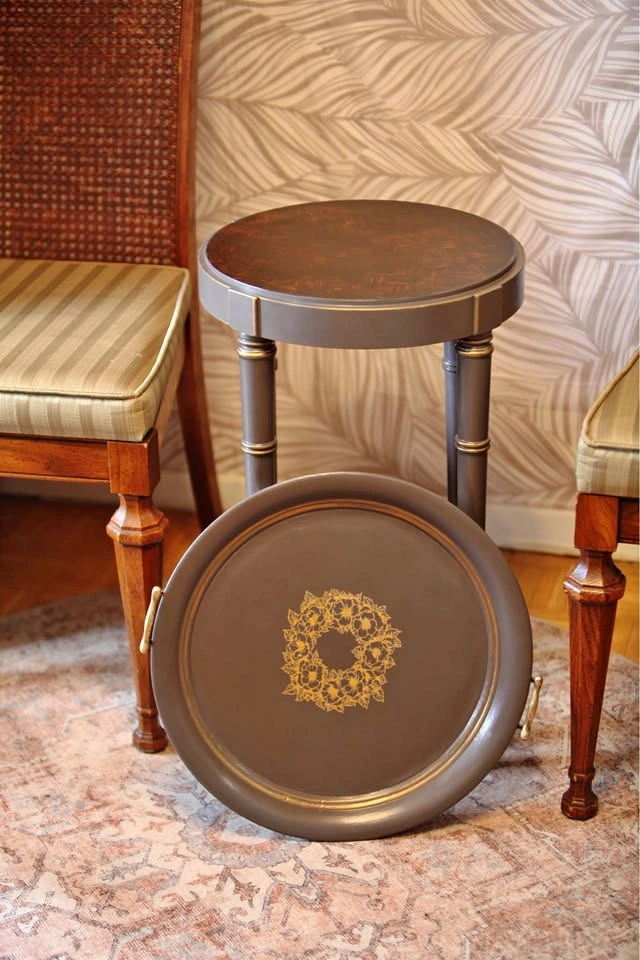 Vintage Bombay Co. Tray Top Side Table – Refinished Accent Table