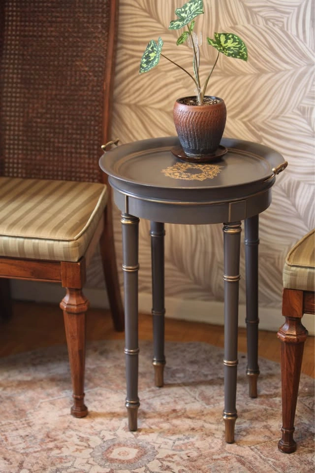 Vintage Bombay Co. Tray Top Side Table – Refinished Accent Table - photo 2