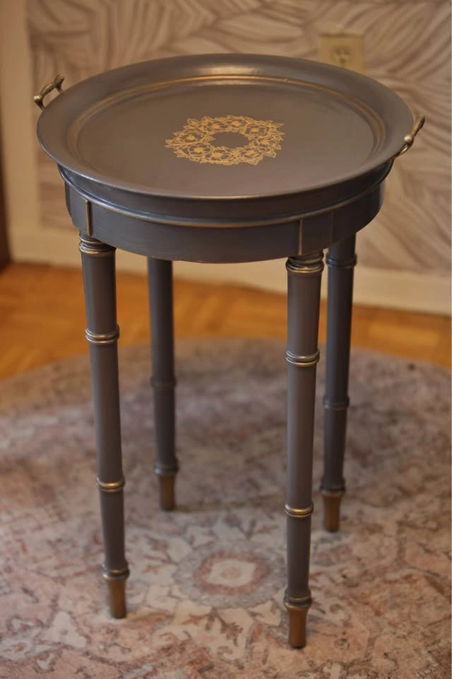 Vintage Bombay Co. Tray Top Side Table – Refinished Accent Table - photo 4