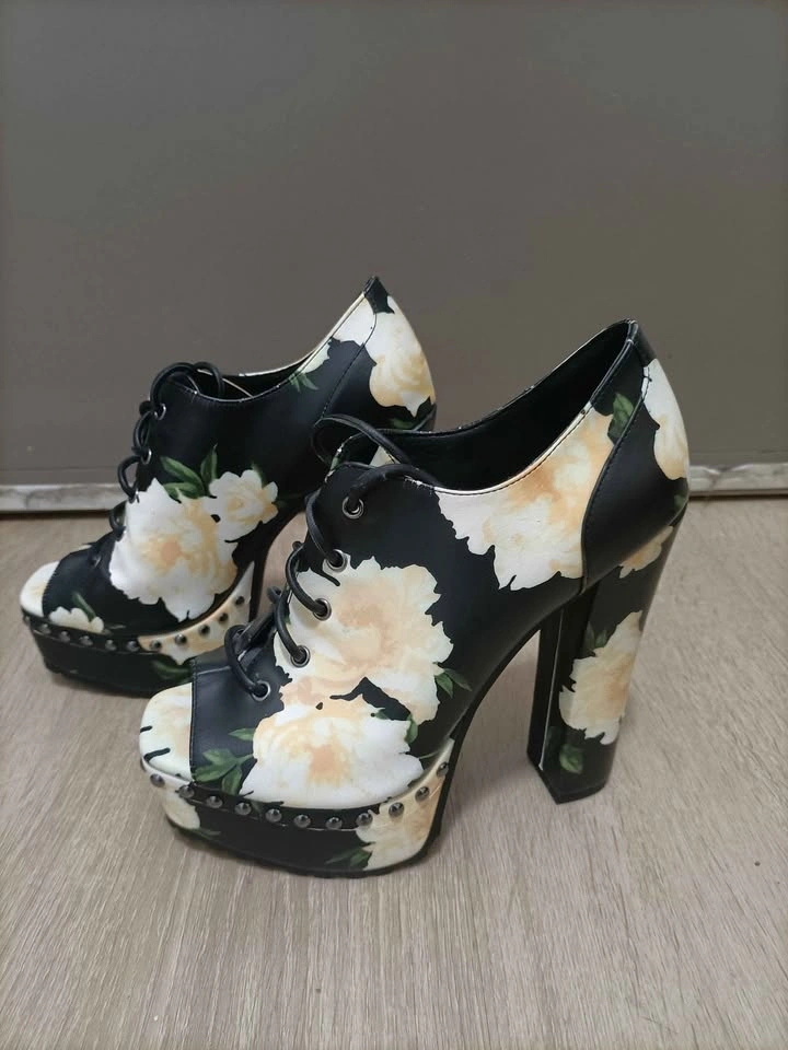 Jessica Simpson Floral Lace-Up Platform Peep Toe Heels - photo 2