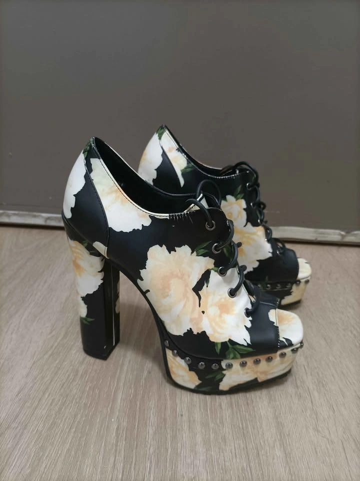 Jessica Simpson Floral Lace-Up Platform Peep Toe Heels - photo 3