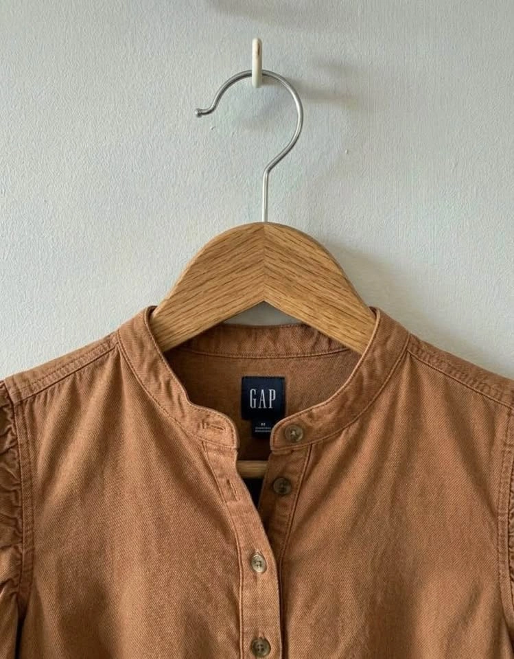 GAP Brown Puff Sleeve Mini Dress- Size S - photo 2