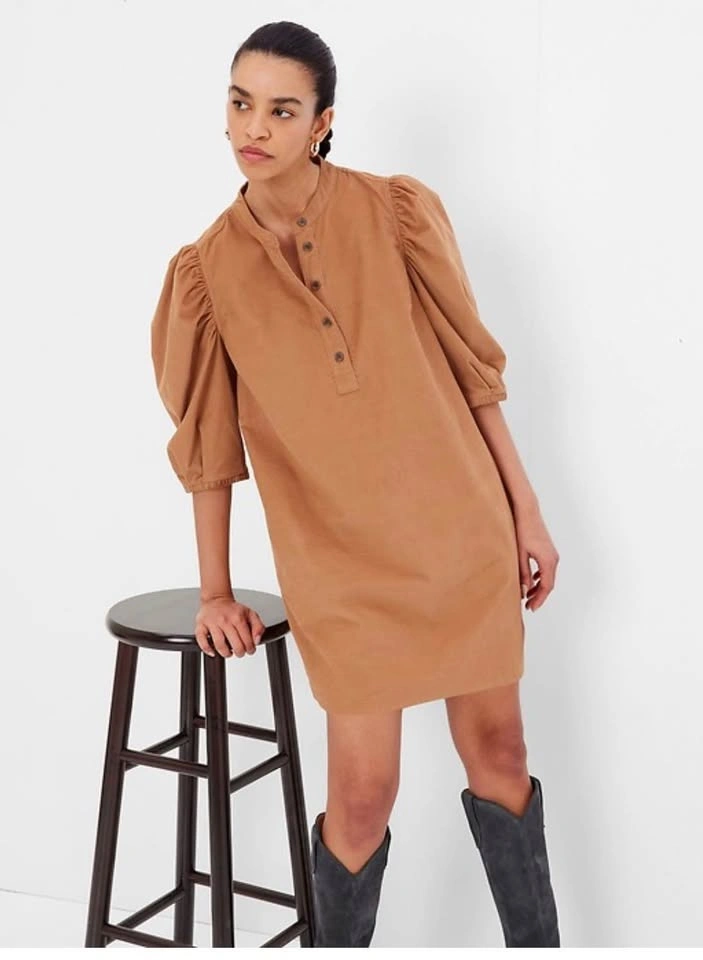 GAP Brown Puff Sleeve Mini Dress- Size S - photo 3