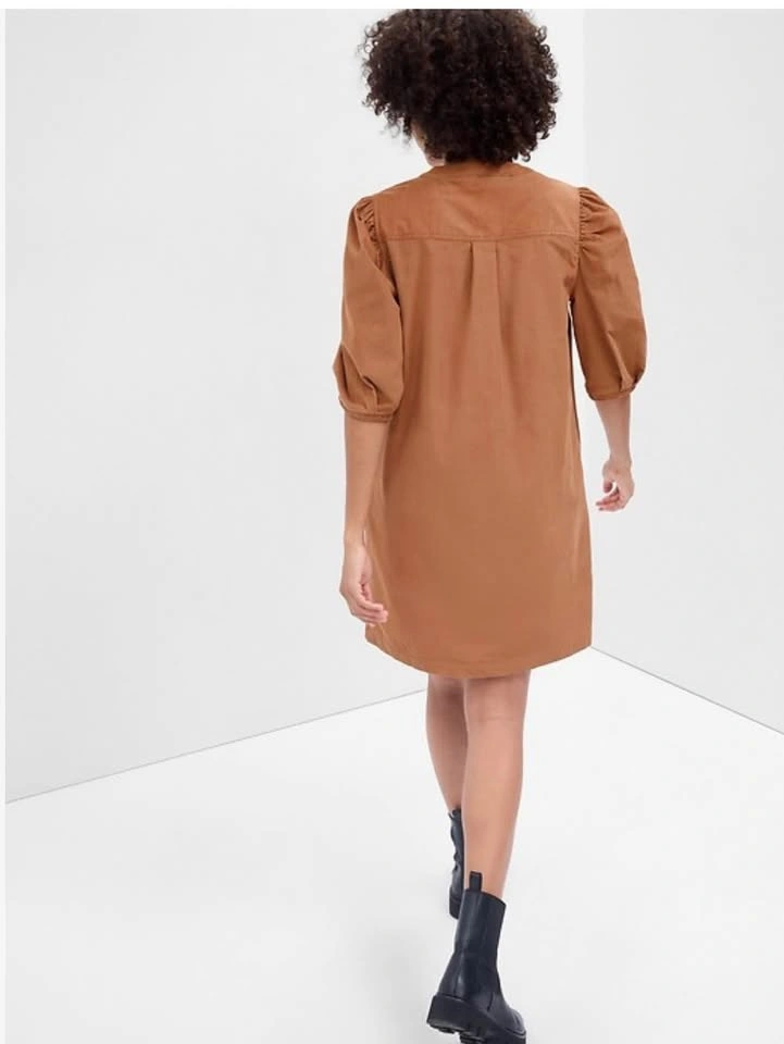 GAP Brown Puff Sleeve Mini Dress- Size S - photo 4