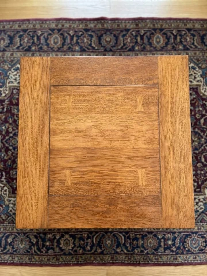 Refinished Mission Style Oak End Table w/ Bowtie Inlays - photo 2