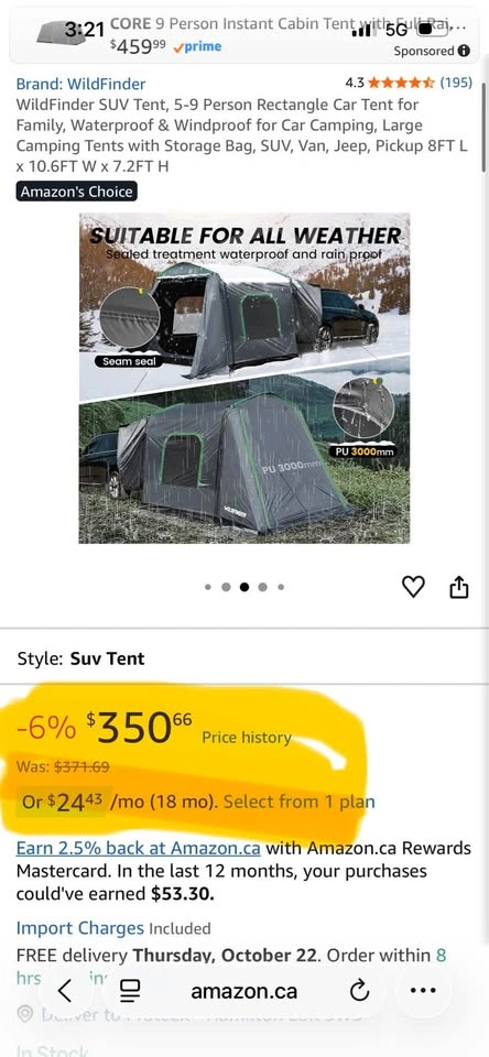 Wildfinder SUV & Car Tent – Brand New - photo 3