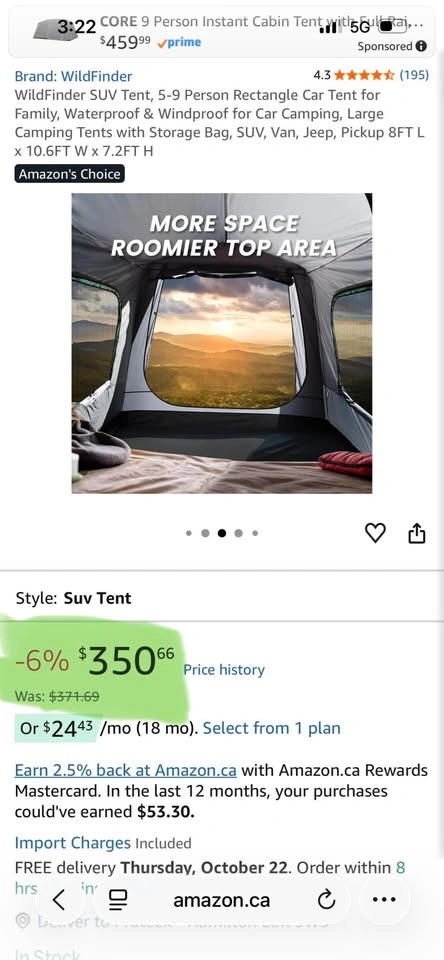 Wildfinder SUV & Car Tent – Brand New - photo 4