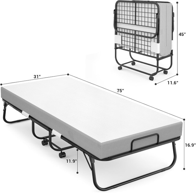 Cyclysio 75 X 31'' Folding Bed with Mattress and Storage Cover - photo 3