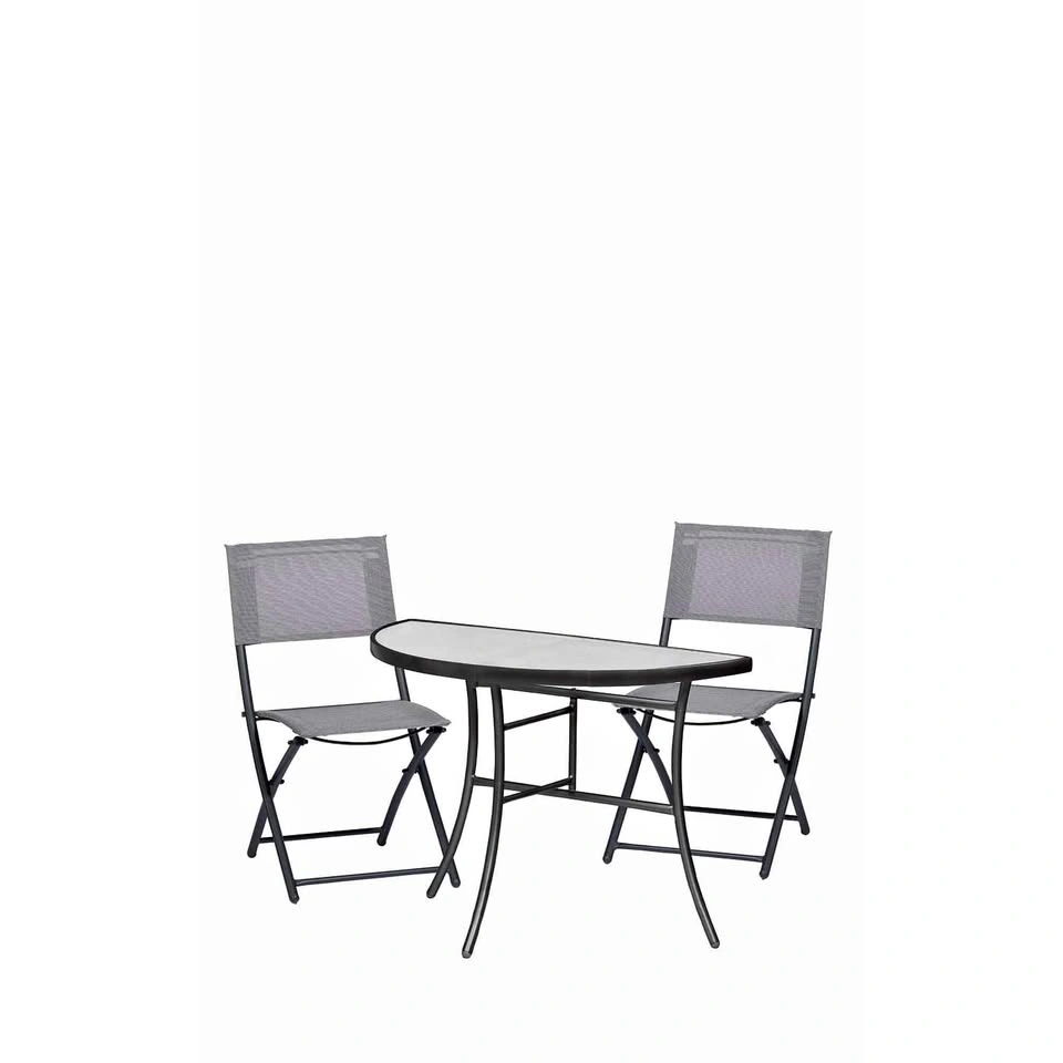 Brand New 3-Piece Patio Bistro Set - Half-Round Glass Table