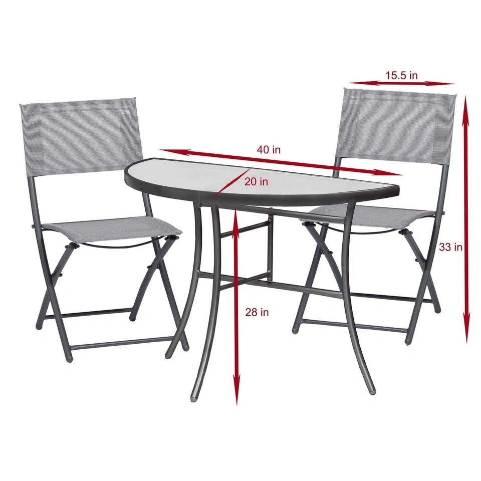 Brand New 3-Piece Patio Bistro Set - Half-Round Glass Table - photo 2