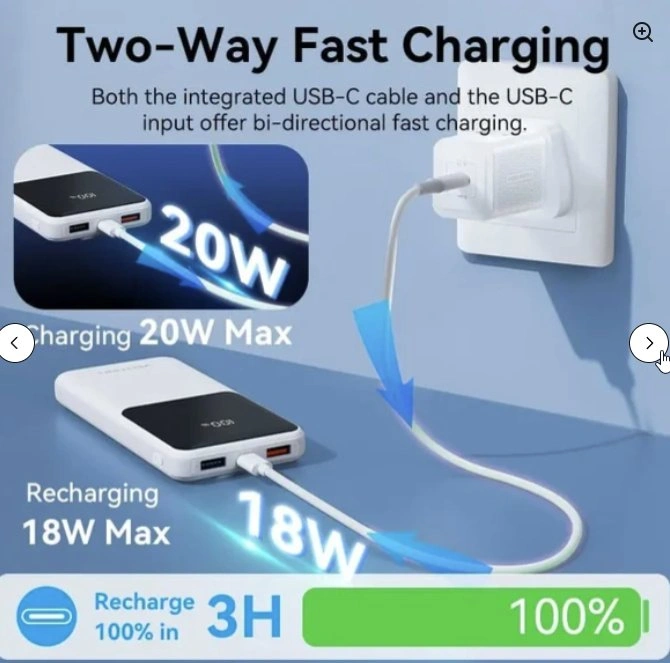 Vention 10000mAh Power Bank with Built-in USB-C & Lightning - photo 3