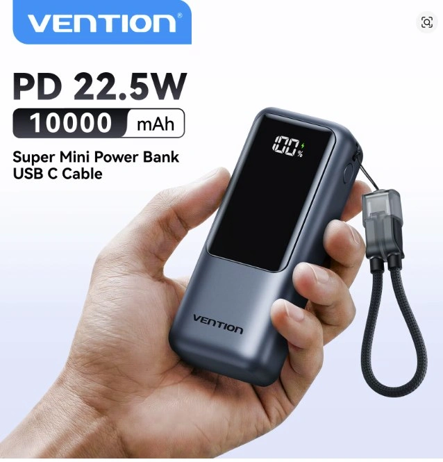 Vention 10000mAh Mini Power Bank 22.5w Portable Charger - photo 2