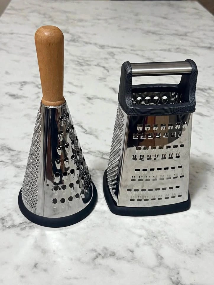 Stainless Steel Cheese Grater Set - Box Grater + Cone Grater