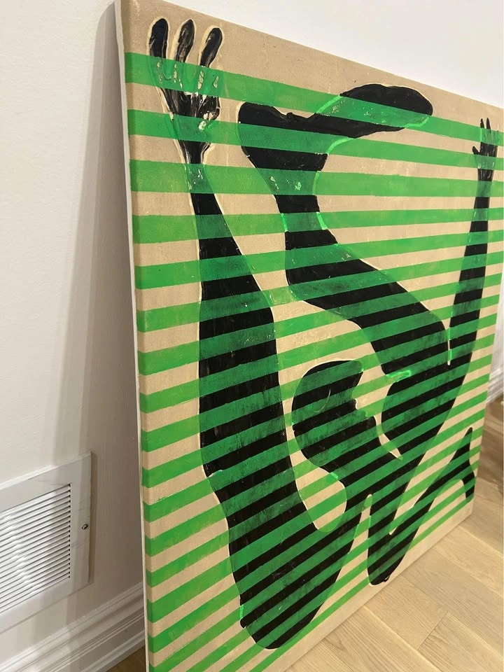 Large 40x40” Modern Abstract Figural Canvas Art - (Green & Black - photo 5
