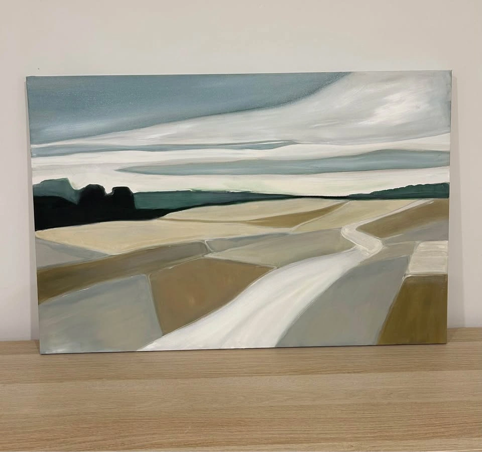 Abstract Landscape Canvas Wall Art – Muted Earth Tones (36" x 24 - photo 2