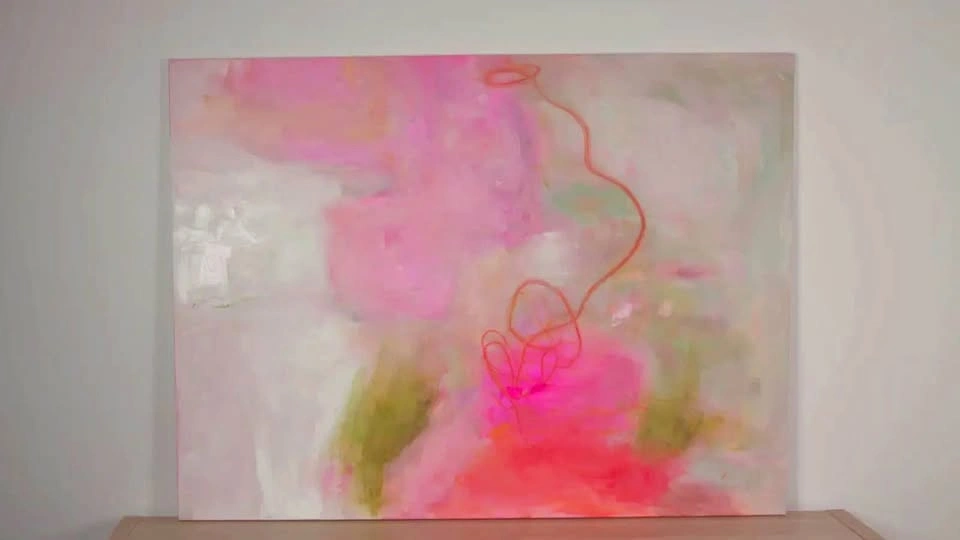 Large Abstract Handmade Pink Minimalist Canvas Painting