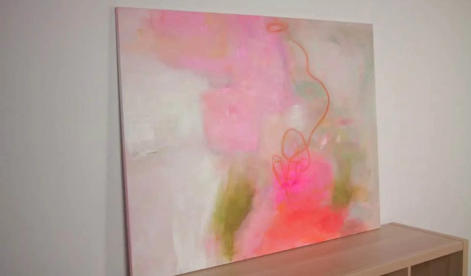 Large Abstract Handmade Pink Minimalist Canvas Painting - photo 4