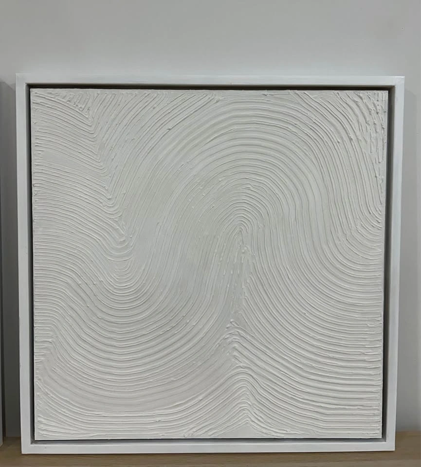 Textured White Abstract Canvas Art | Minimalist Japandi Wall Dec - photo 4