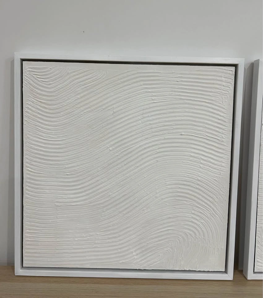 Textured White Abstract Canvas Art | Minimalist Japandi Wall Dec - photo 5