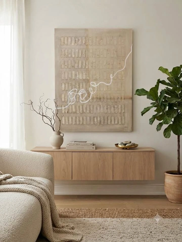 Minimalist Abstract Painting | Rustic Textured Wabi-Sabi Art