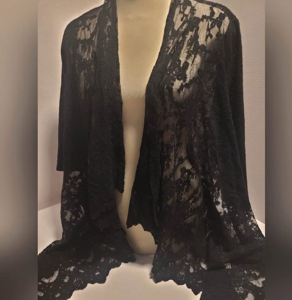 Anna Bella Black Lace Cardigan Size M - photo 2