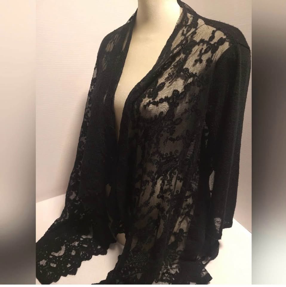 Anna Bella Black Lace Cardigan Size M - photo 3