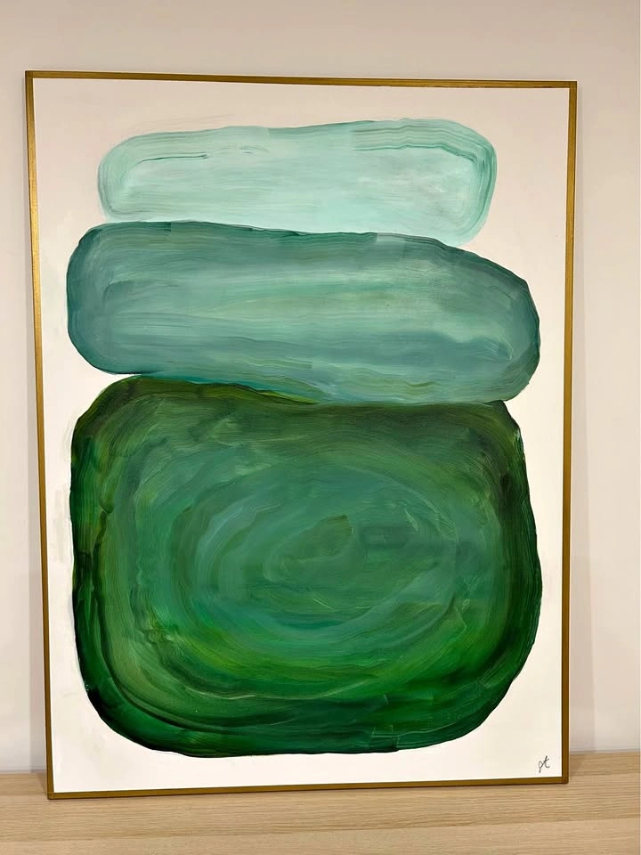 Original Abstract Landscape Painting | Modern Minimalist Green S