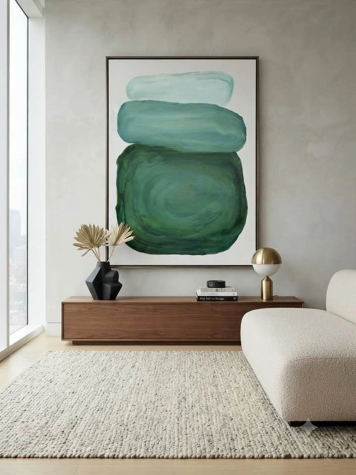 Original Abstract Landscape Painting | Modern Minimalist Green S - photo 2