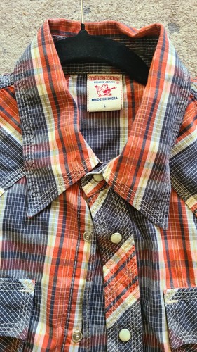 True Religion Western Pearl Snap Shirt Mens L Red Blue Plaid - photo 3