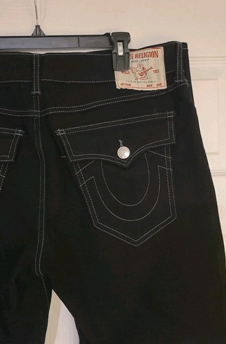 True Religion Ricky Flap Relaxed Fit Straight Leg Black Jeans 34
