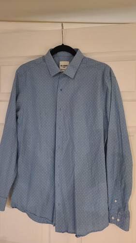 Ben Sherman Tailoring Men's Dress Shirt Blue Polka Dot 41