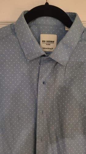 Ben Sherman Tailoring Men's Dress Shirt Blue Polka Dot 41 - photo 2