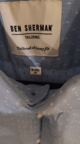 Ben Sherman Tailoring Men's Dress Shirt Blue Polka Dot 41 - photo 3