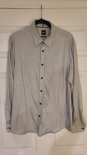 Hugo Boss Gray Cotton Collared Long Sleeves Button-Up Shirt XL - photo 2