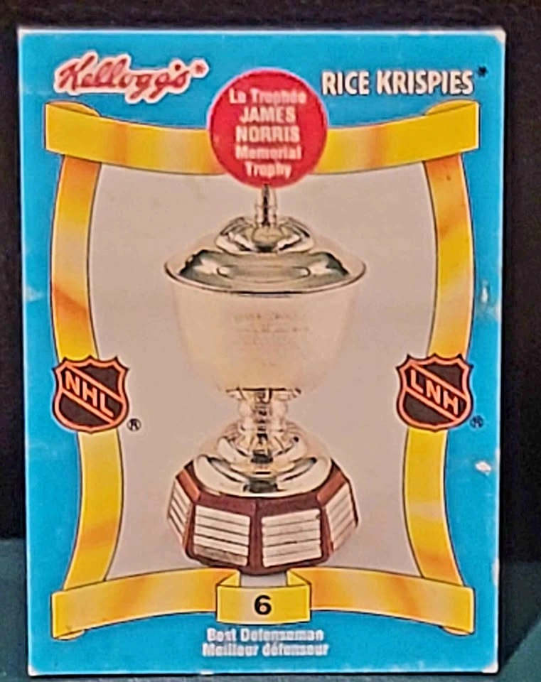 RARE 1992-93 Kelloggs Rice Krispies James Norris Trophy Card #6