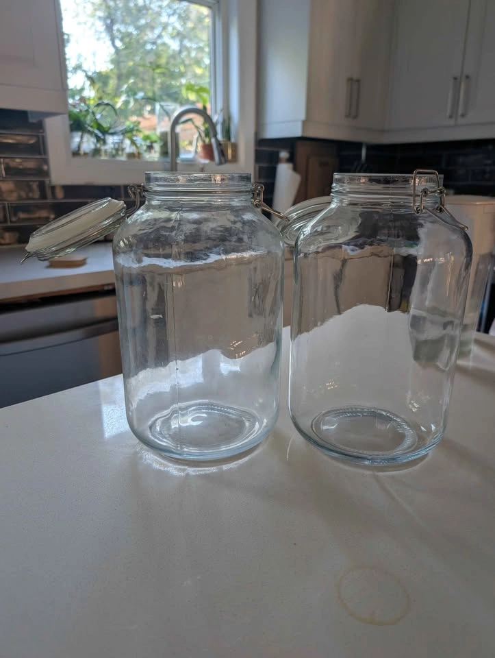 Pair of Large Glass Flip-Top Jars 4 liters 11" tall - photo 2