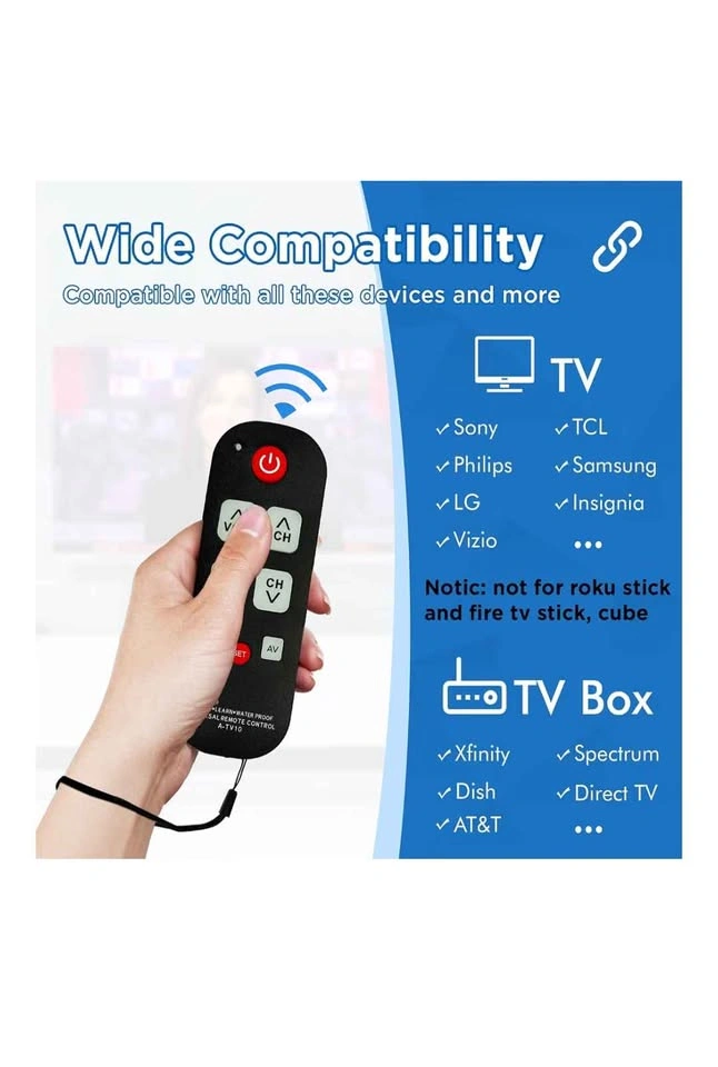 Big Button Waterproof Universal TV Remote Control (A-TV10) - photo 2