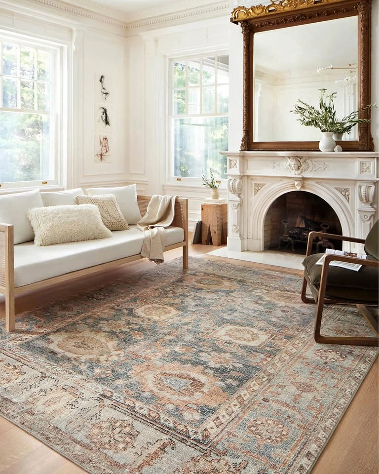 Loloi Margot CloudPile Area Rug – 8’6” x 11’6” – Ocean/Spice