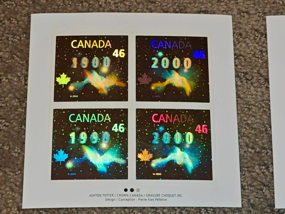 Stamp Sheets - 1999 Millennium "Dove of Peace" Hologram Set of 2 - photo 2