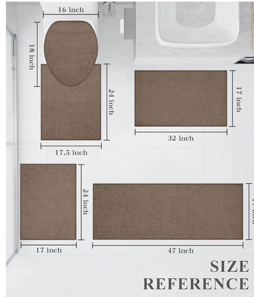 Bath Mat Sets 5 Piece, Absorbent Quick Dry Bathroom Mat - photo 2