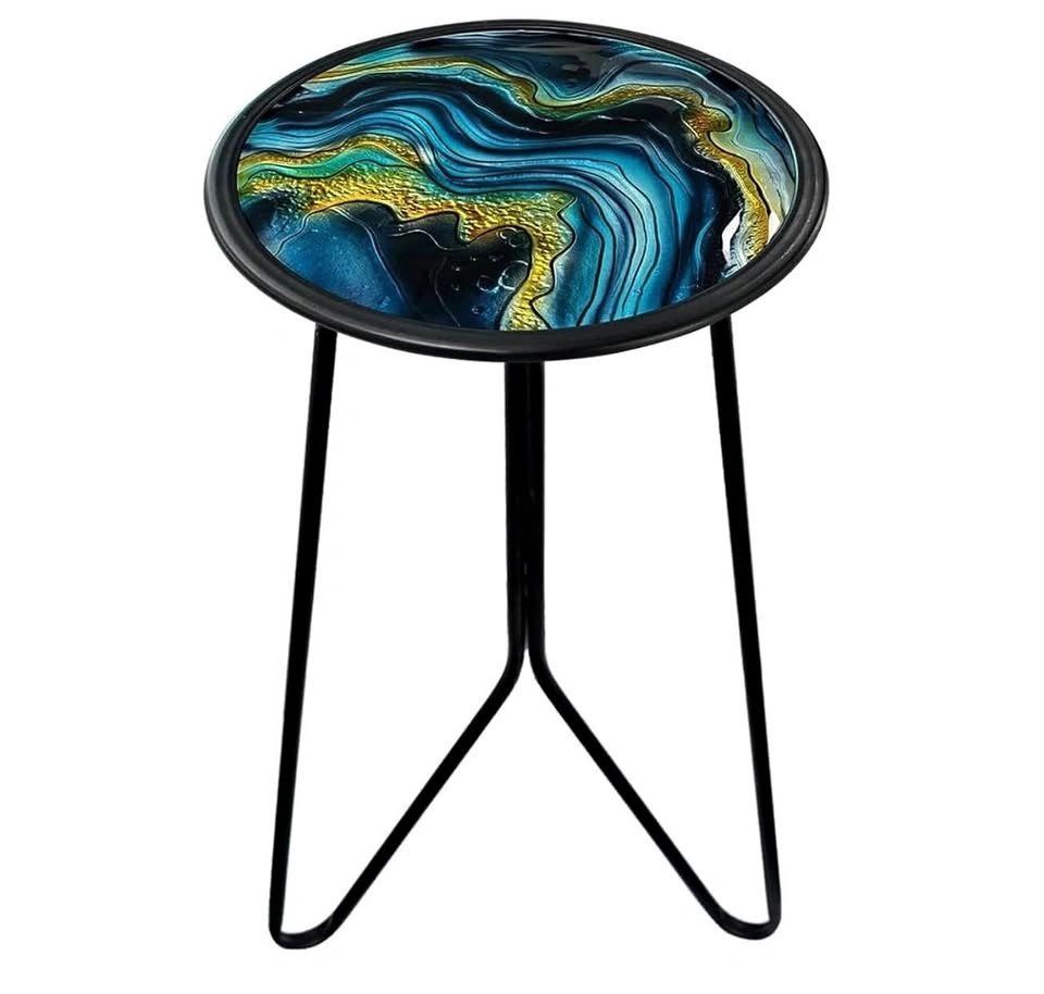 Patio Side Tables, 12" Indoor Outdoor Metal Side Table