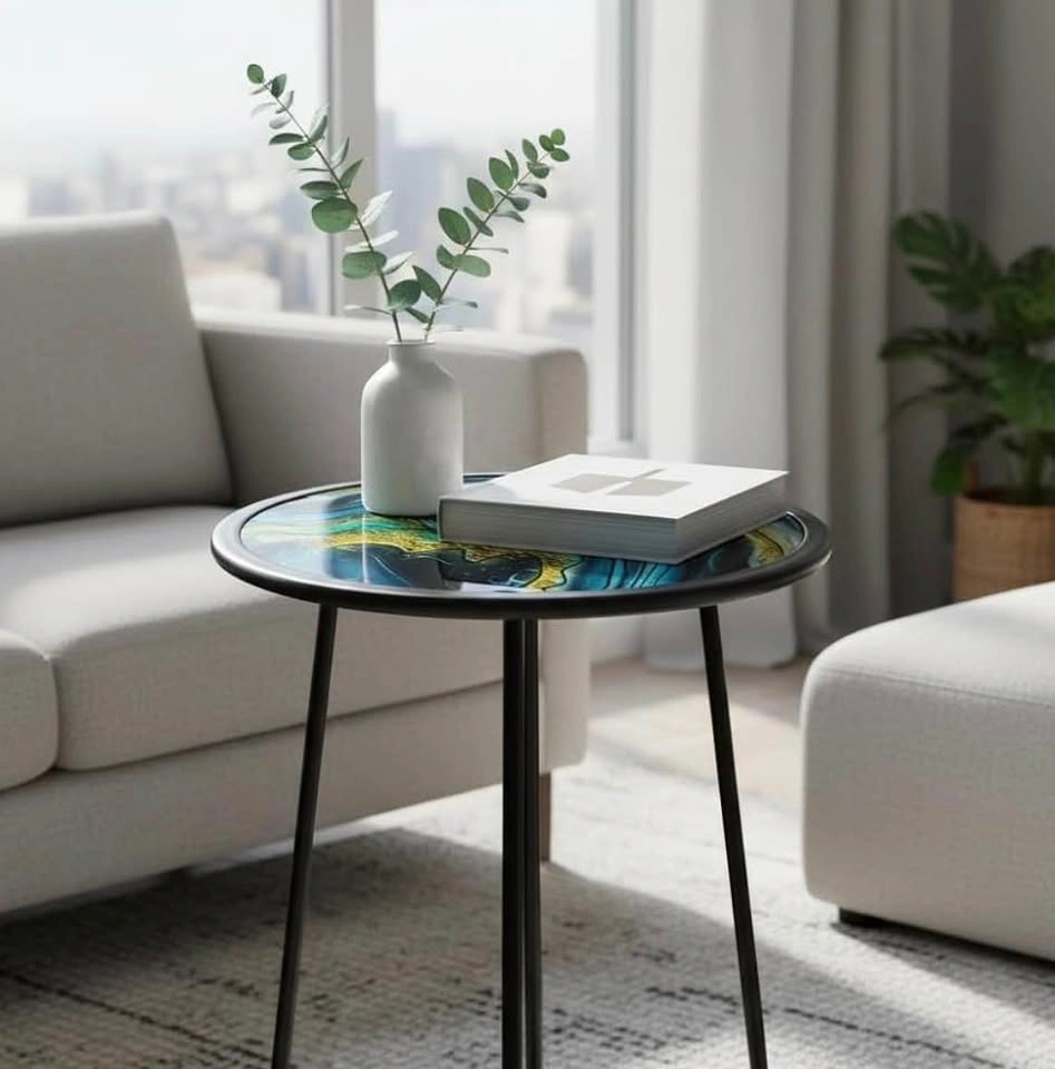 Patio Side Tables, 12" Indoor Outdoor Metal Side Table - photo 2