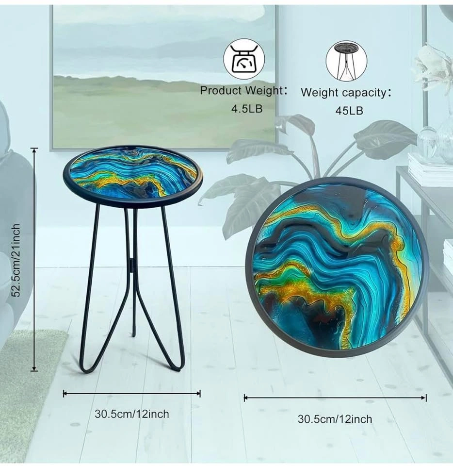 Patio Side Tables, 12" Indoor Outdoor Metal Side Table - photo 3